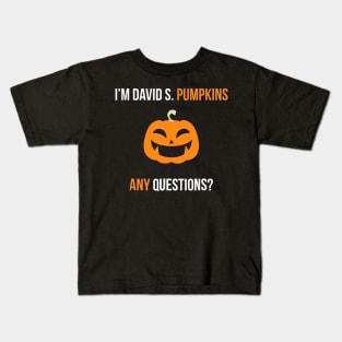 David S. Pumpkins Any Questions Funny T Shirt Halloween Kids T-Shirt